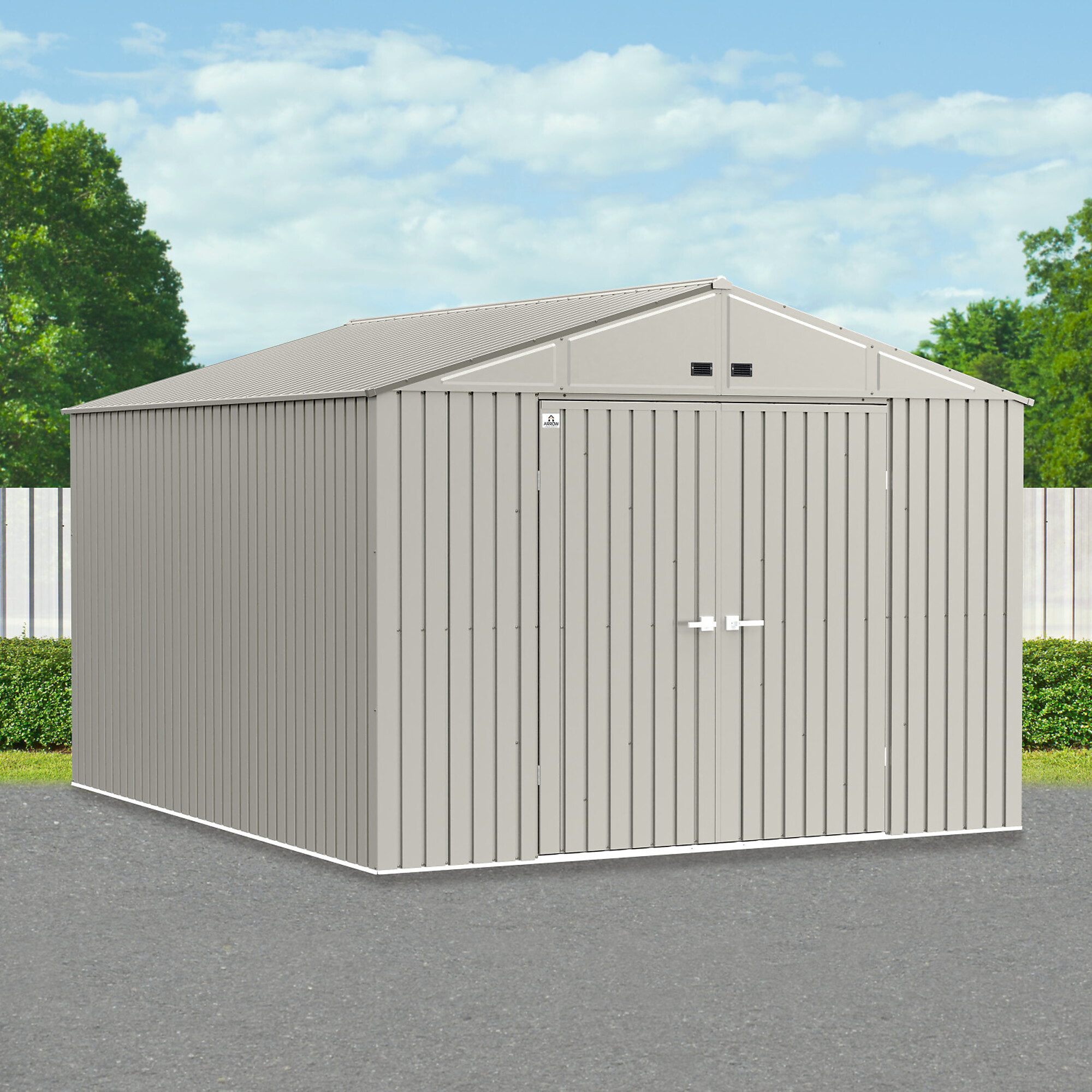 ShelterLogic Elite, Arrow Elite Steel Storage Shed, 10x12, Cool Grey, Frame Thickness 0 in, Center Height 7.6 ft, Canopy Material Steel, Model# EG1012CG